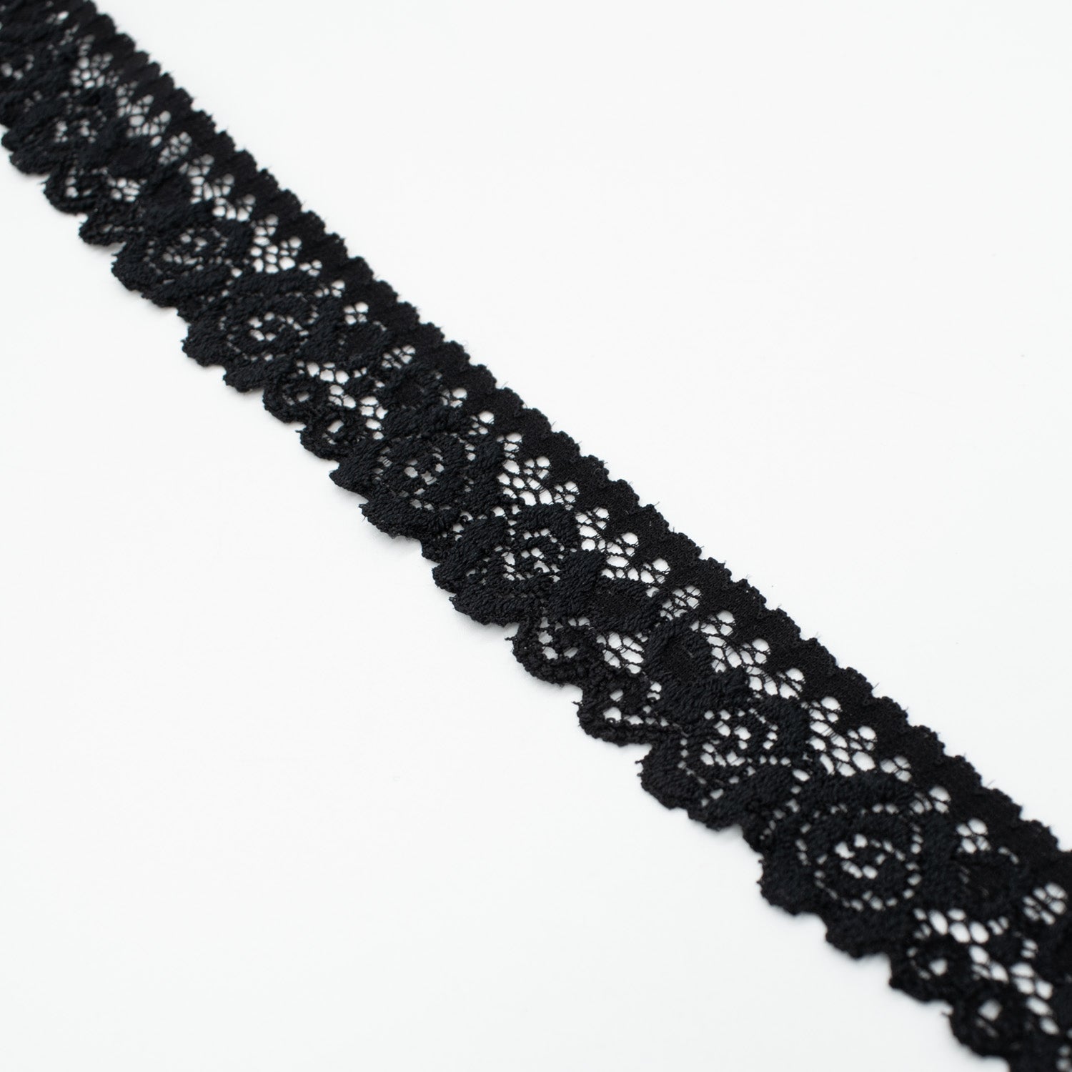 Stretch Lace Trim 25mm Black