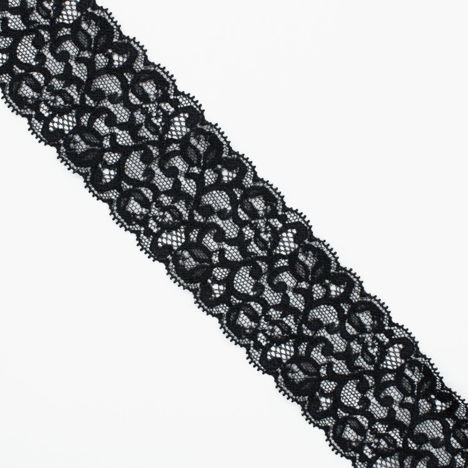 Black Stretch Raschel Lace Trim 55mm
