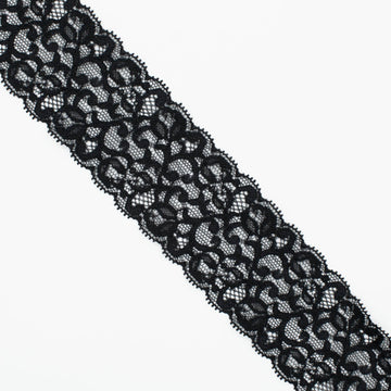 Black Stretch Raschel Lace Trim 55mm