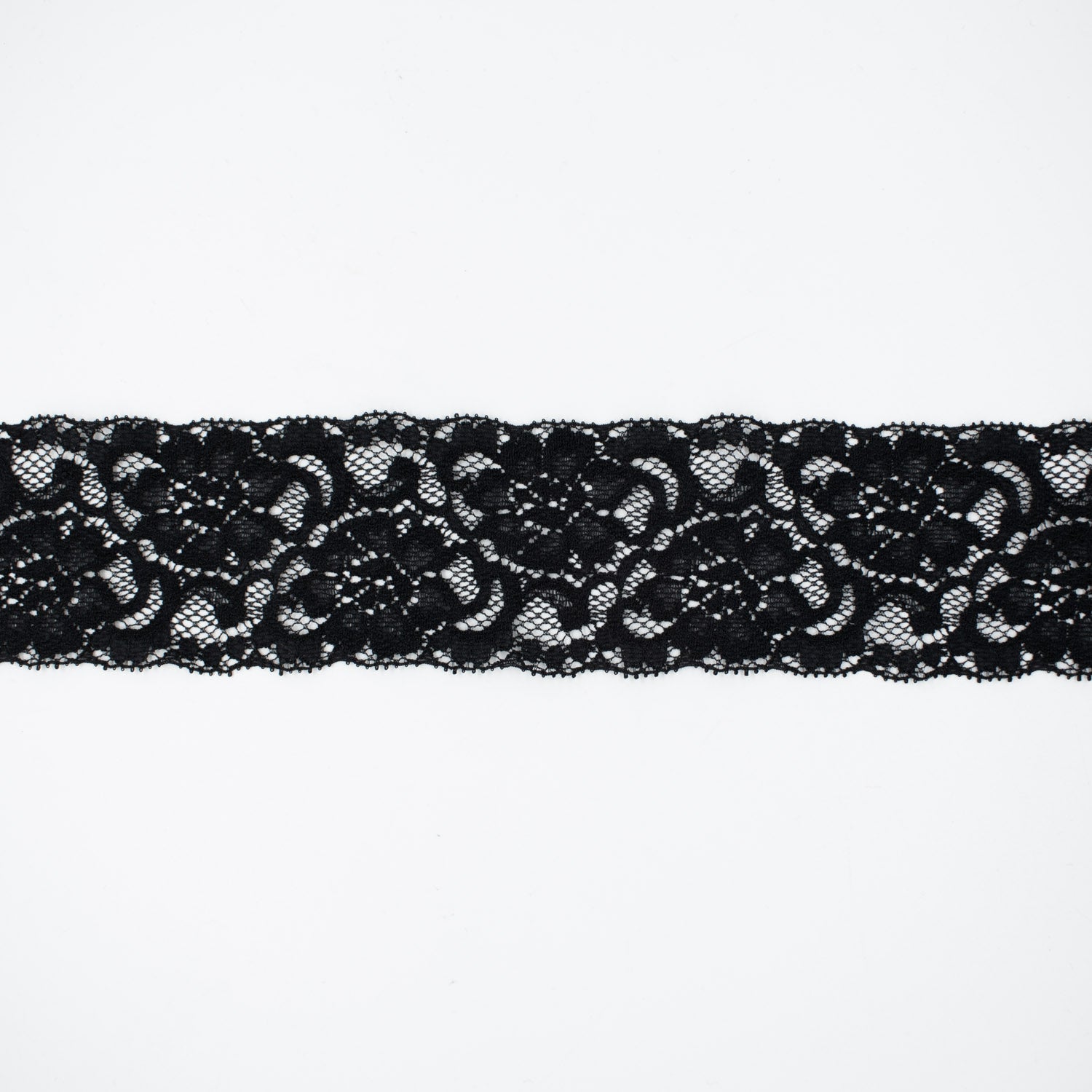 Black Stretch Raschel Lace Trim 60mm