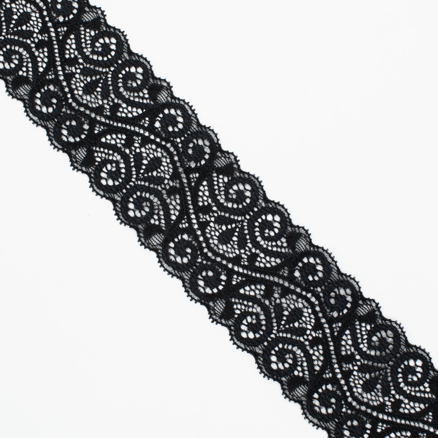 Black Stretch Raschel Lace Trim 60mm