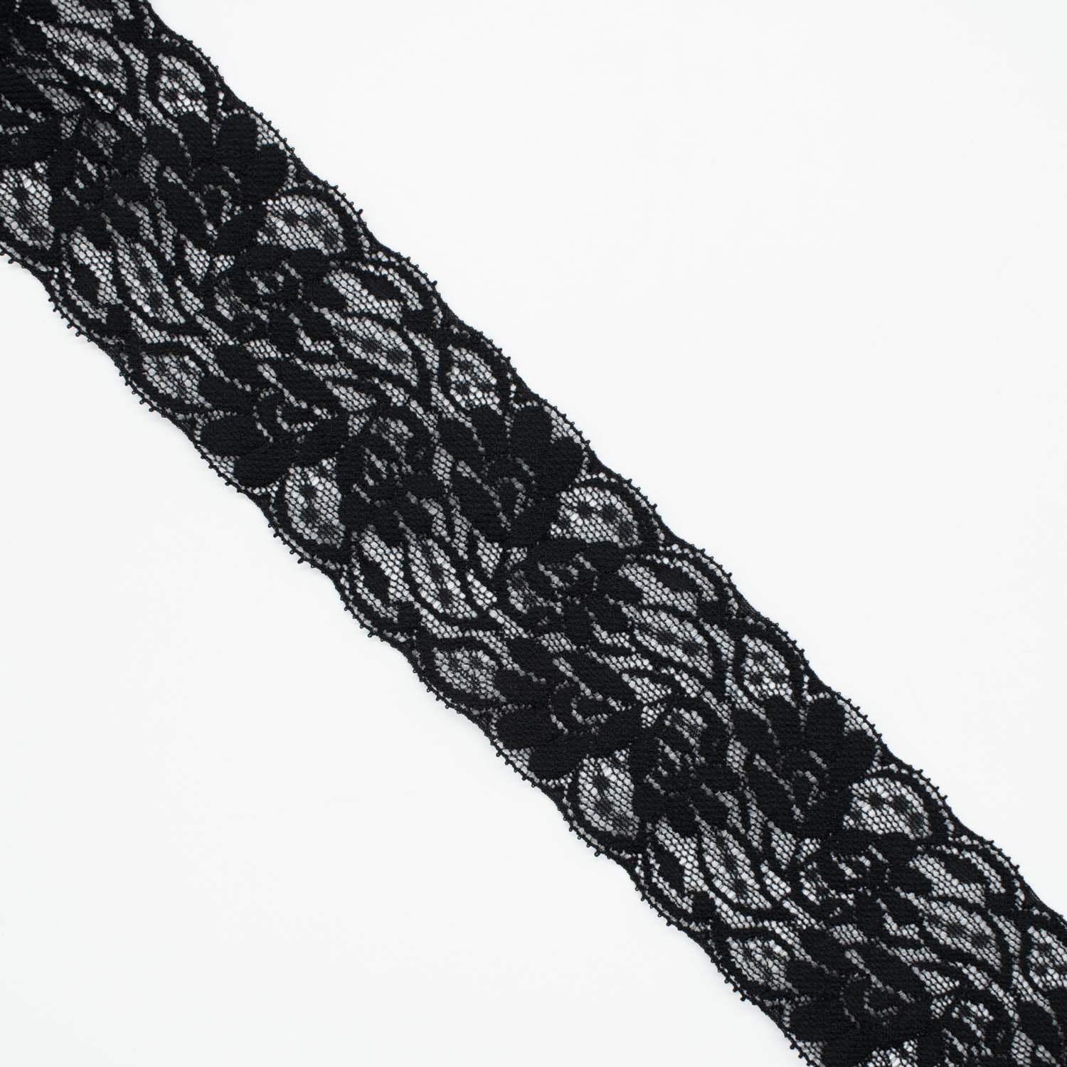 Black Stretch Raschel Lace Trim 60mm