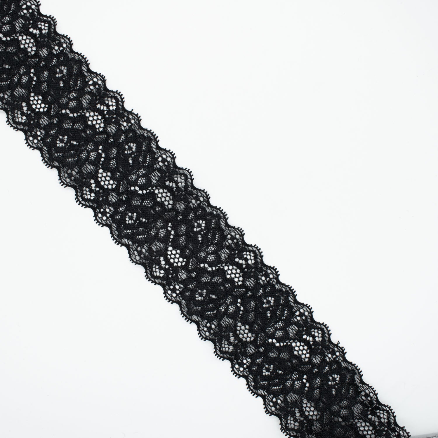 Black Stretch Raschel Lace Trim 60mm