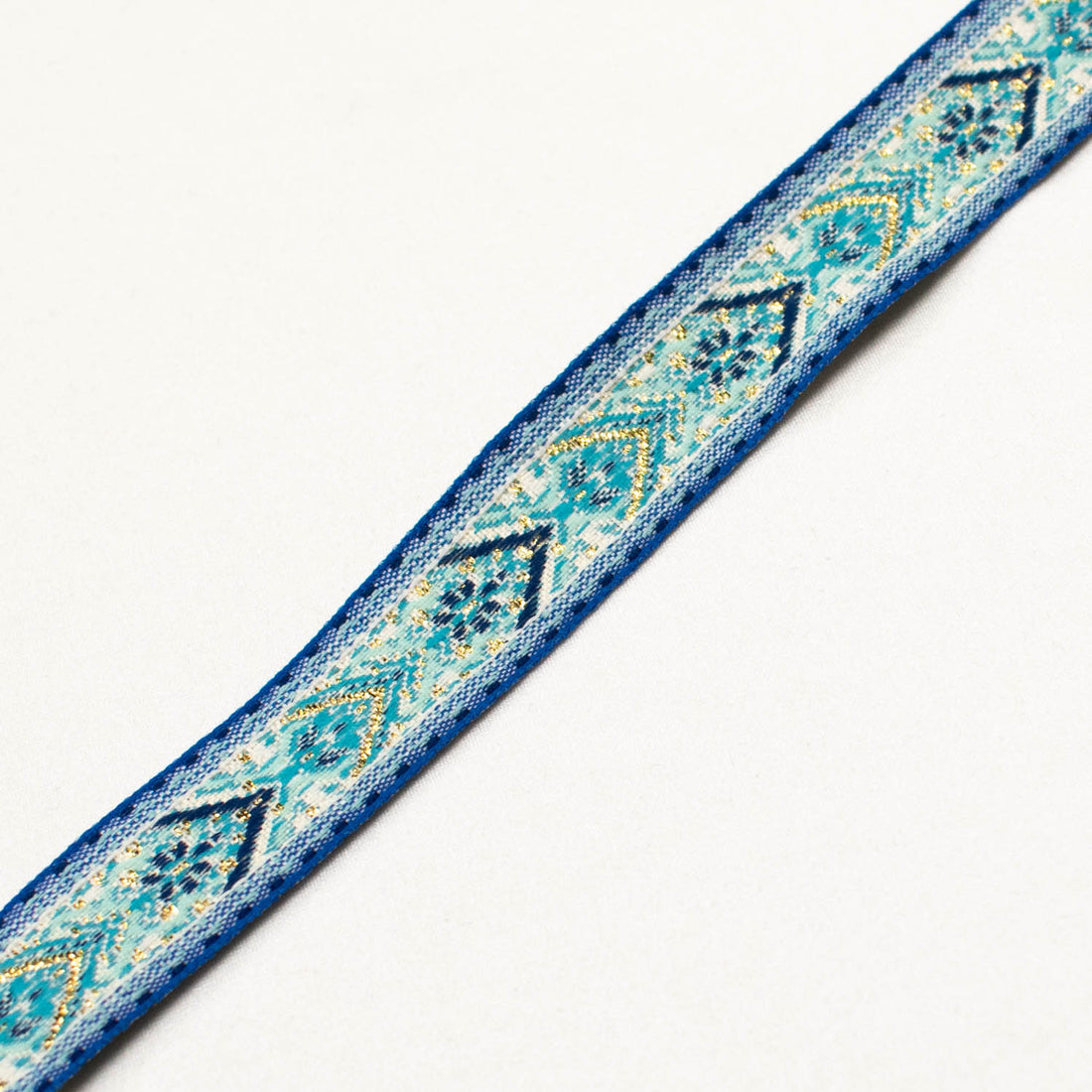 Embroidered Blue Woven Jacquard Ribbon 19mm