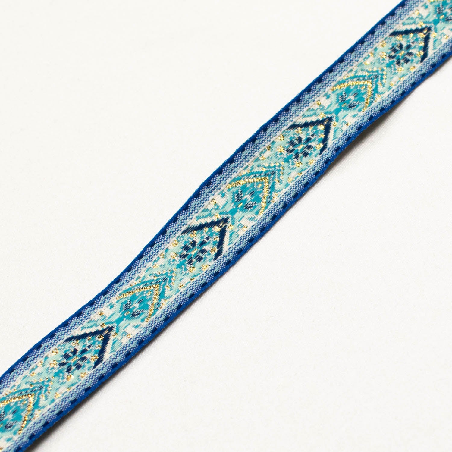Embroidered Blue Woven Jacquard Ribbon 19mm