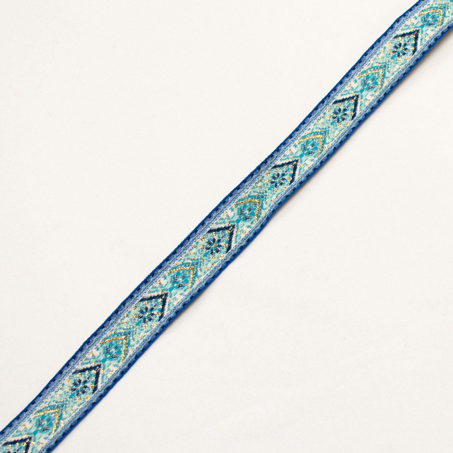 Embroidered Blue Woven Jacquard Ribbon 19mm