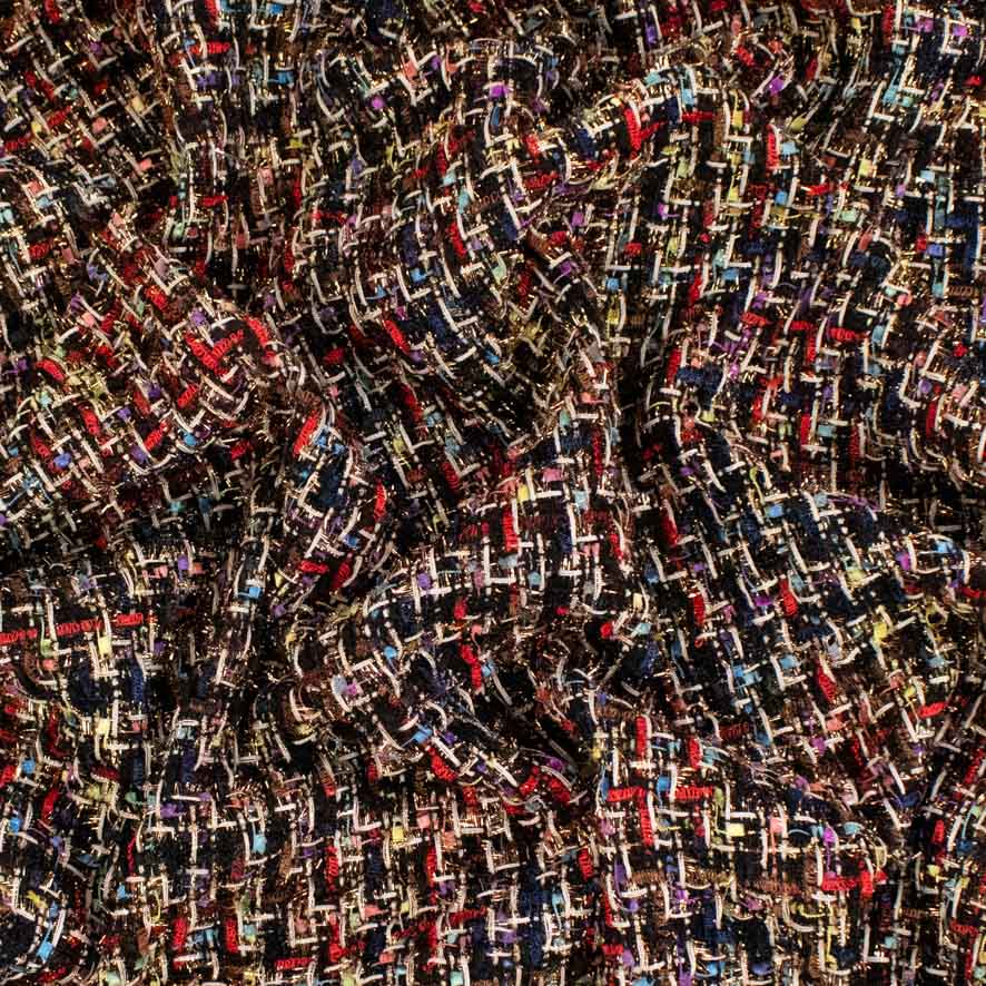 Boucle Tweed Suiting Design H595 Col-2 Black & Red