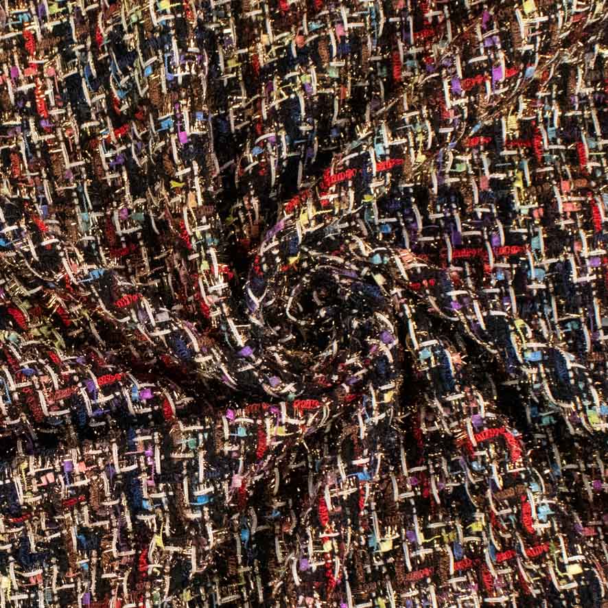 Boucle Tweed Suiting Design H595 Col-2 Black & Red