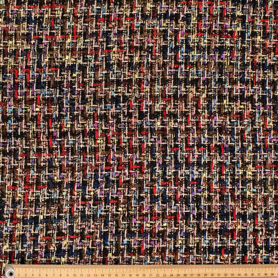 Boucle Tweed Suiting Design H595 Col-2 Black & Red