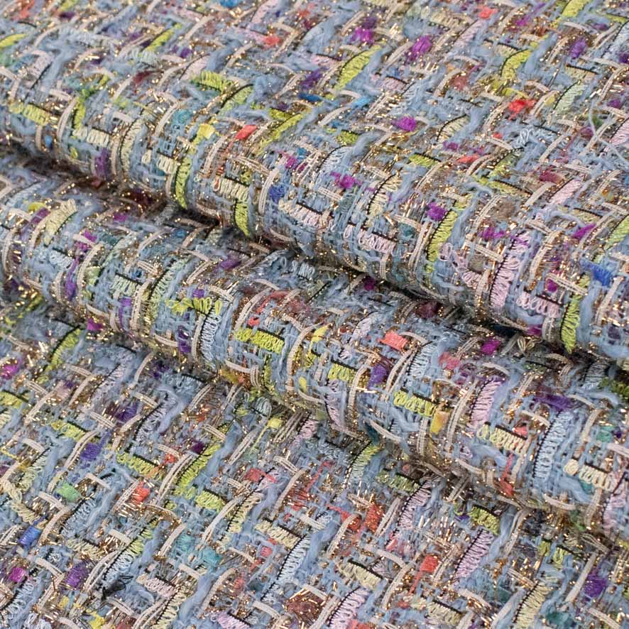 Boucle Tweed Suiting Design H595 Col-1 Powder Blue