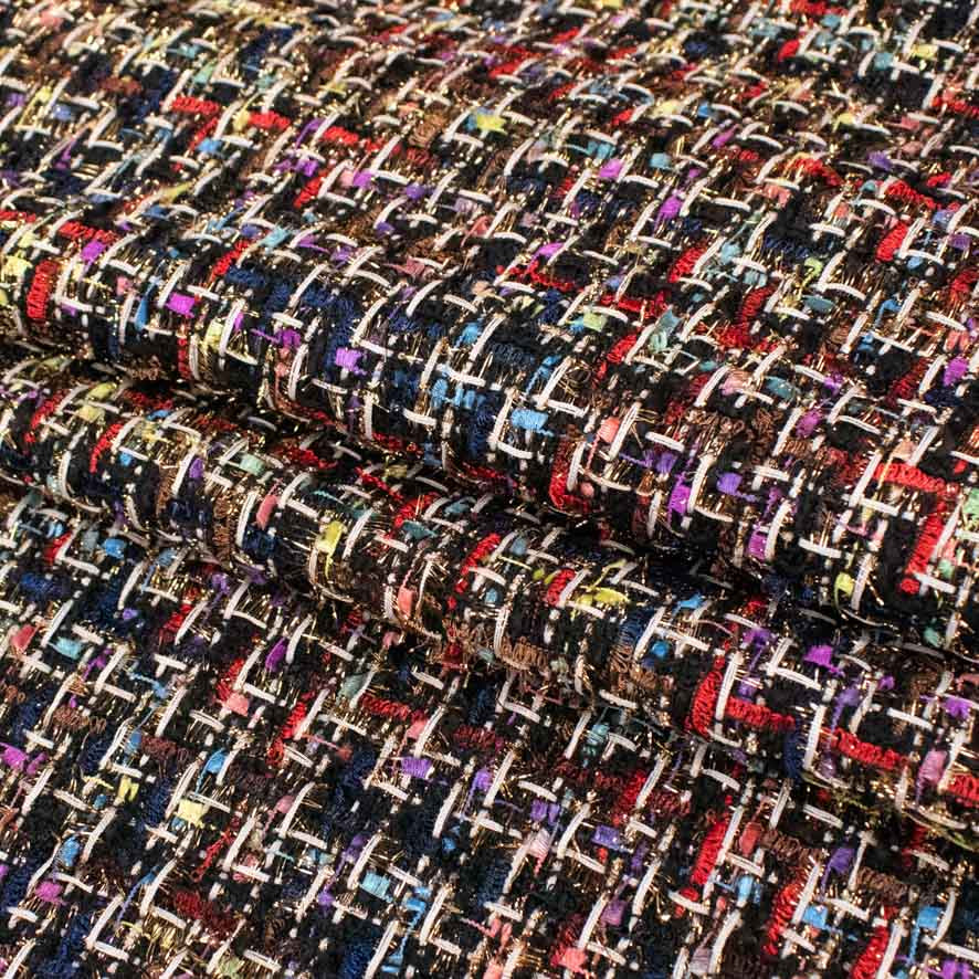 Boucle Tweed Suiting Design H595 Col-2 Black & Red