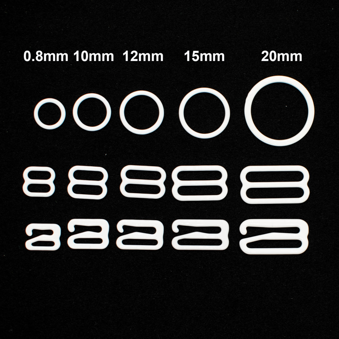 Bra Strap Ring, Slider & Adjustor Hook Underwear Accessory - White