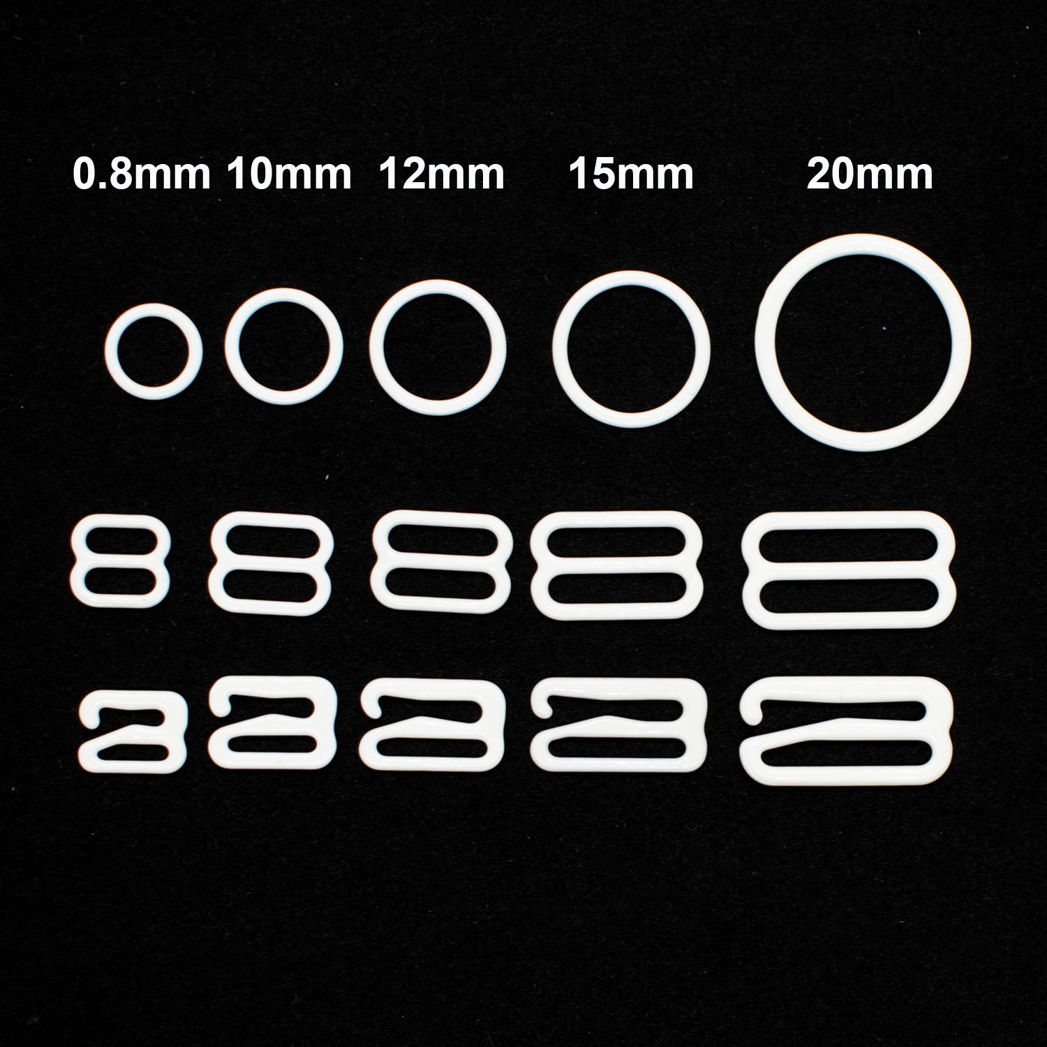 Bra Strap Ring, Slider & Adjustor Hook Underwear Accessory - White