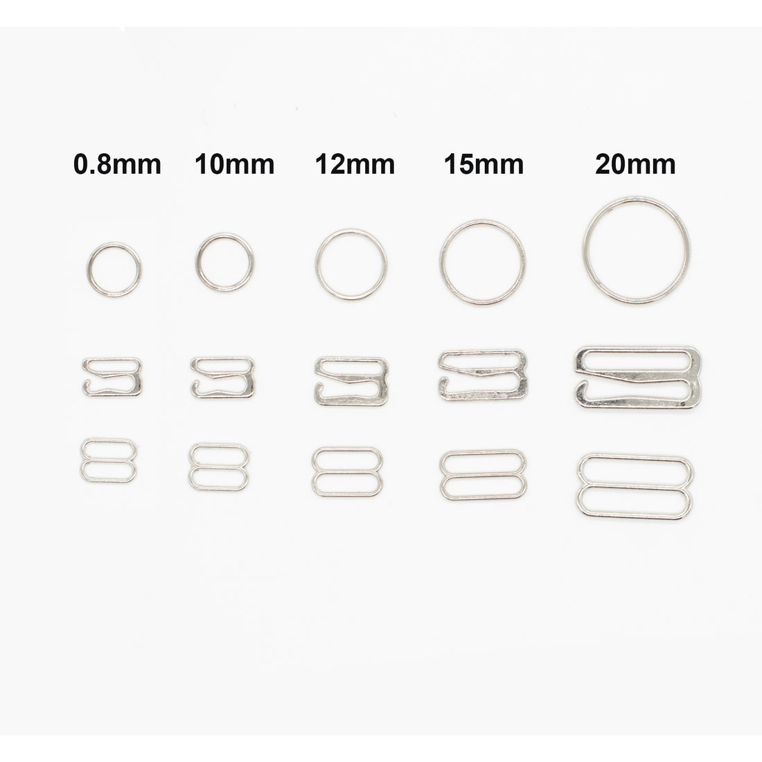 Bra Strap Ring, Slider & Adjustor Hook Underwear Accessory - Silver