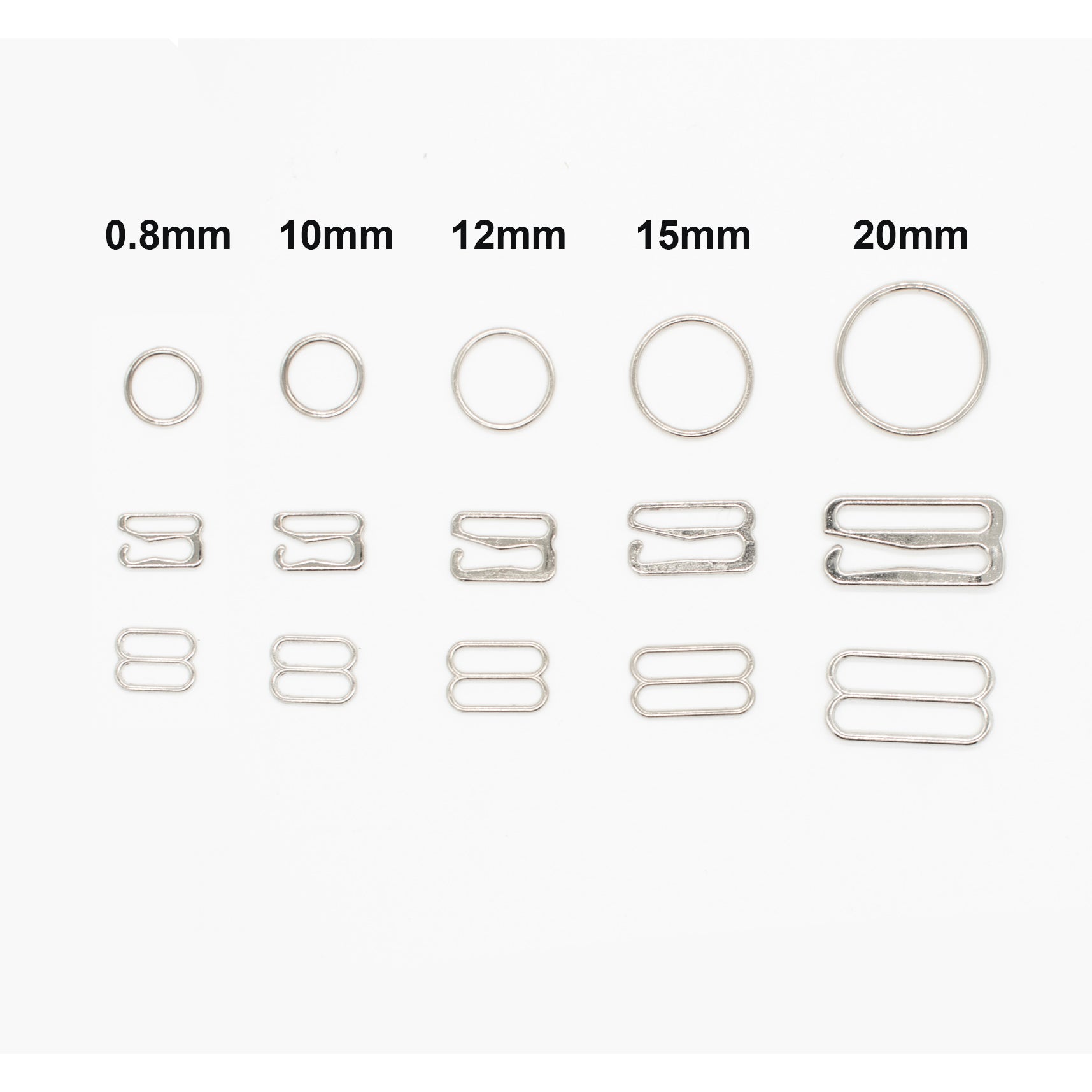 Bra Strap Ring, Slider & Adjustor Hook Underwear Accessory - Silver