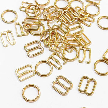 Bra Strap Ring, Slider & Adjustor Hook Underwear Accessory - Gold