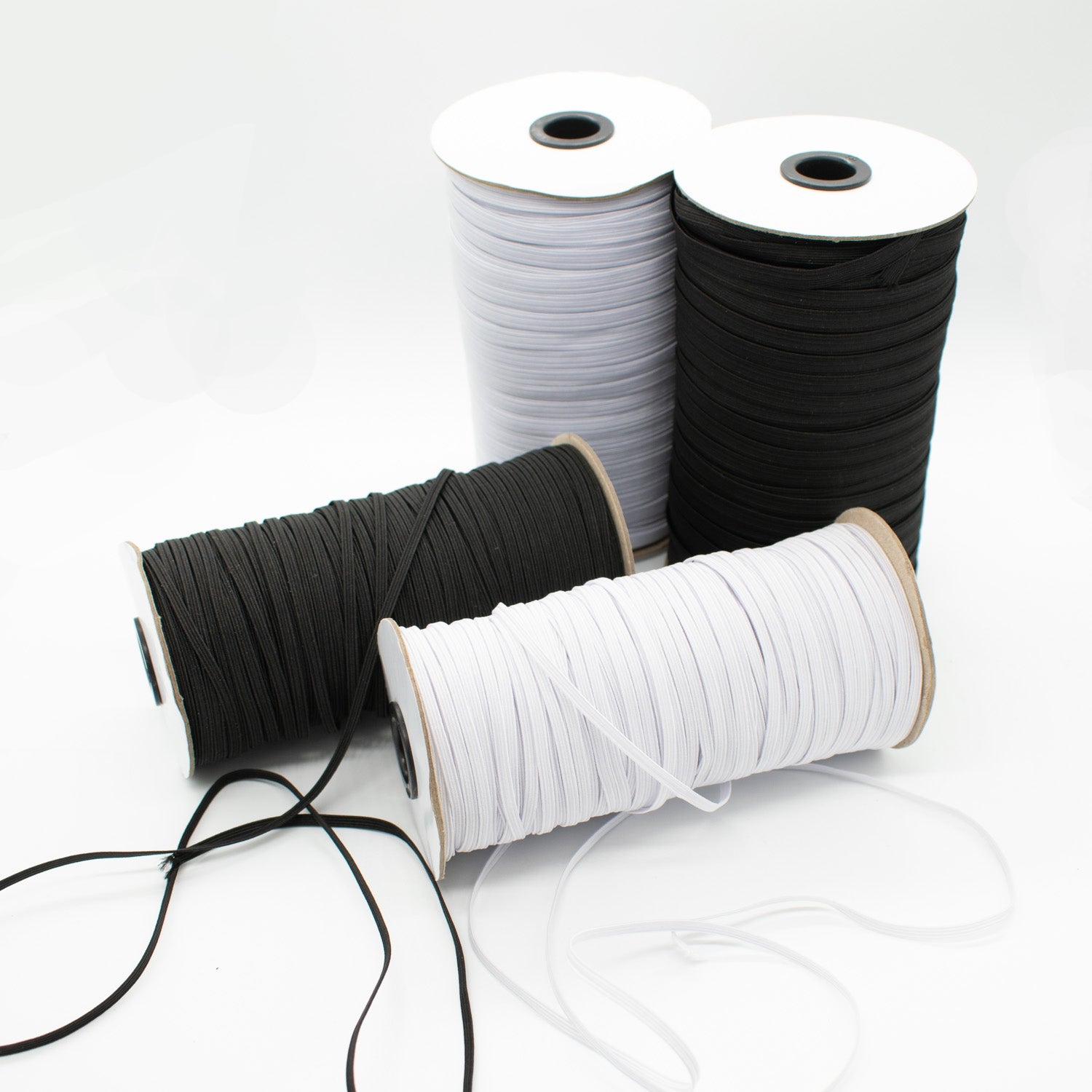 Braided Elastic Black & White - 100M Roll