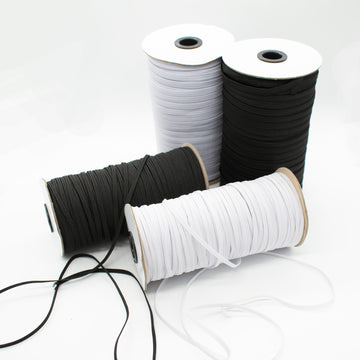 Braided Elastic Black & White - 100M Roll
