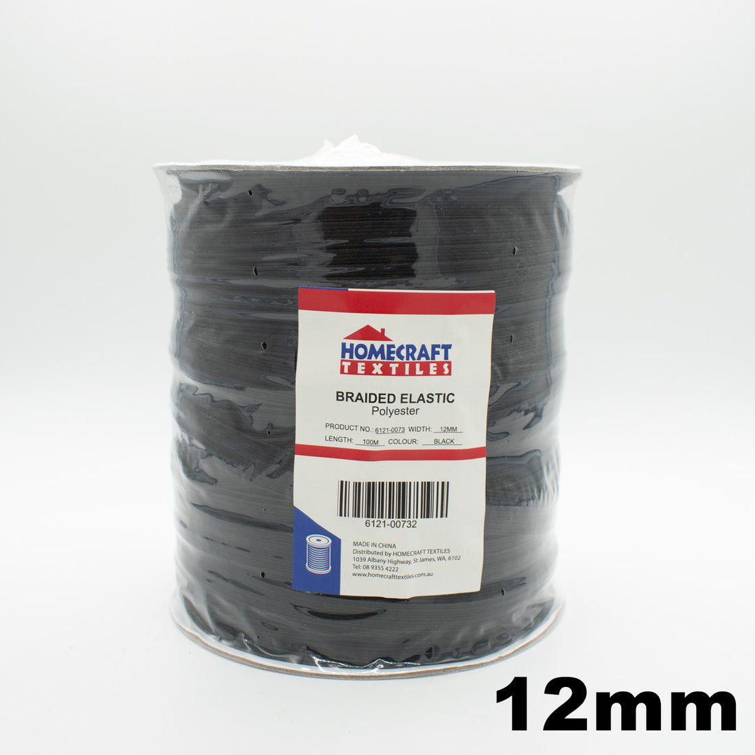 12mm Braided Elastic 100M Roll – Black and White