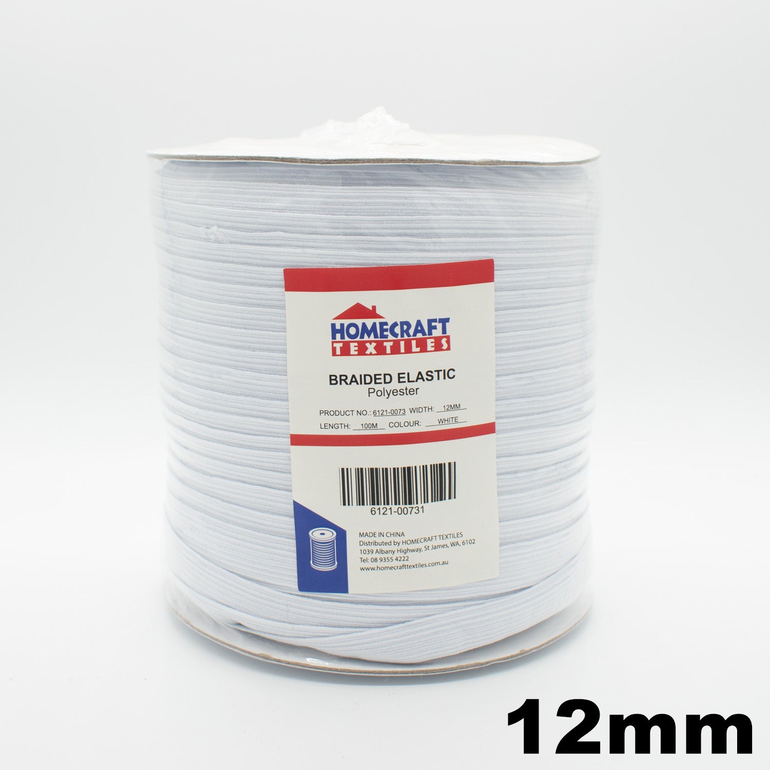 12mm Braided Elastic 100M Roll – Black and White