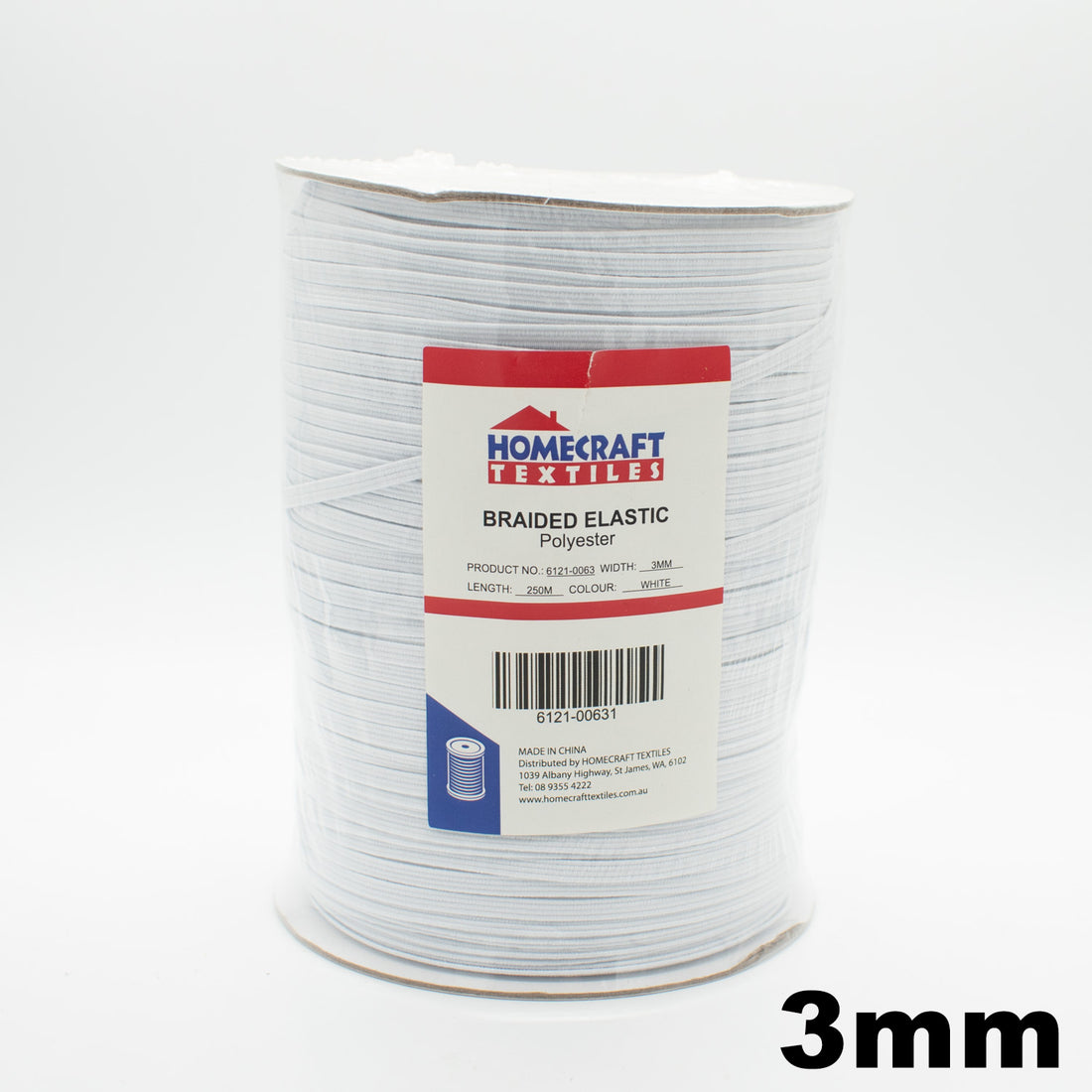 3mm Braided Elastic 250M Roll– Black and White