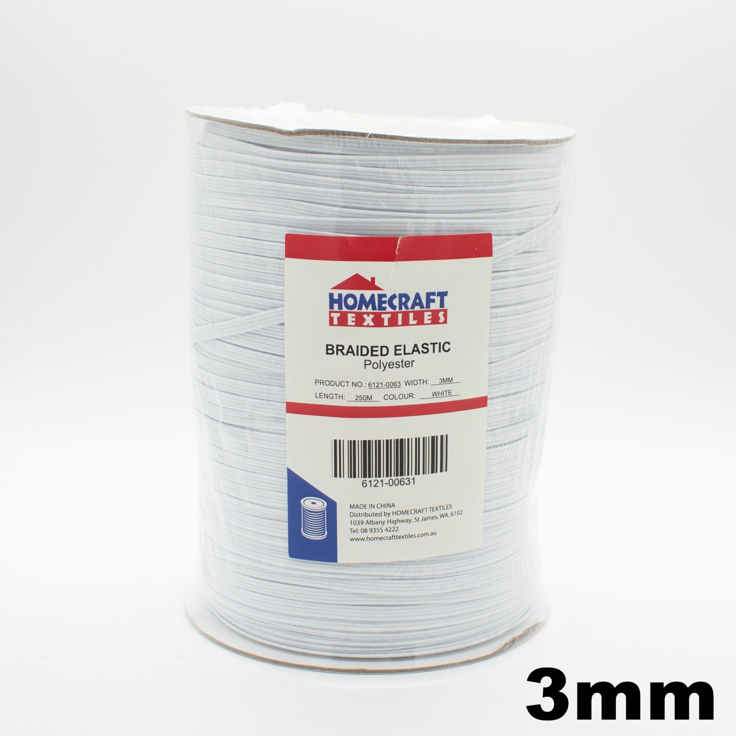 3mm Braided Elastic 250M Roll– Black and White