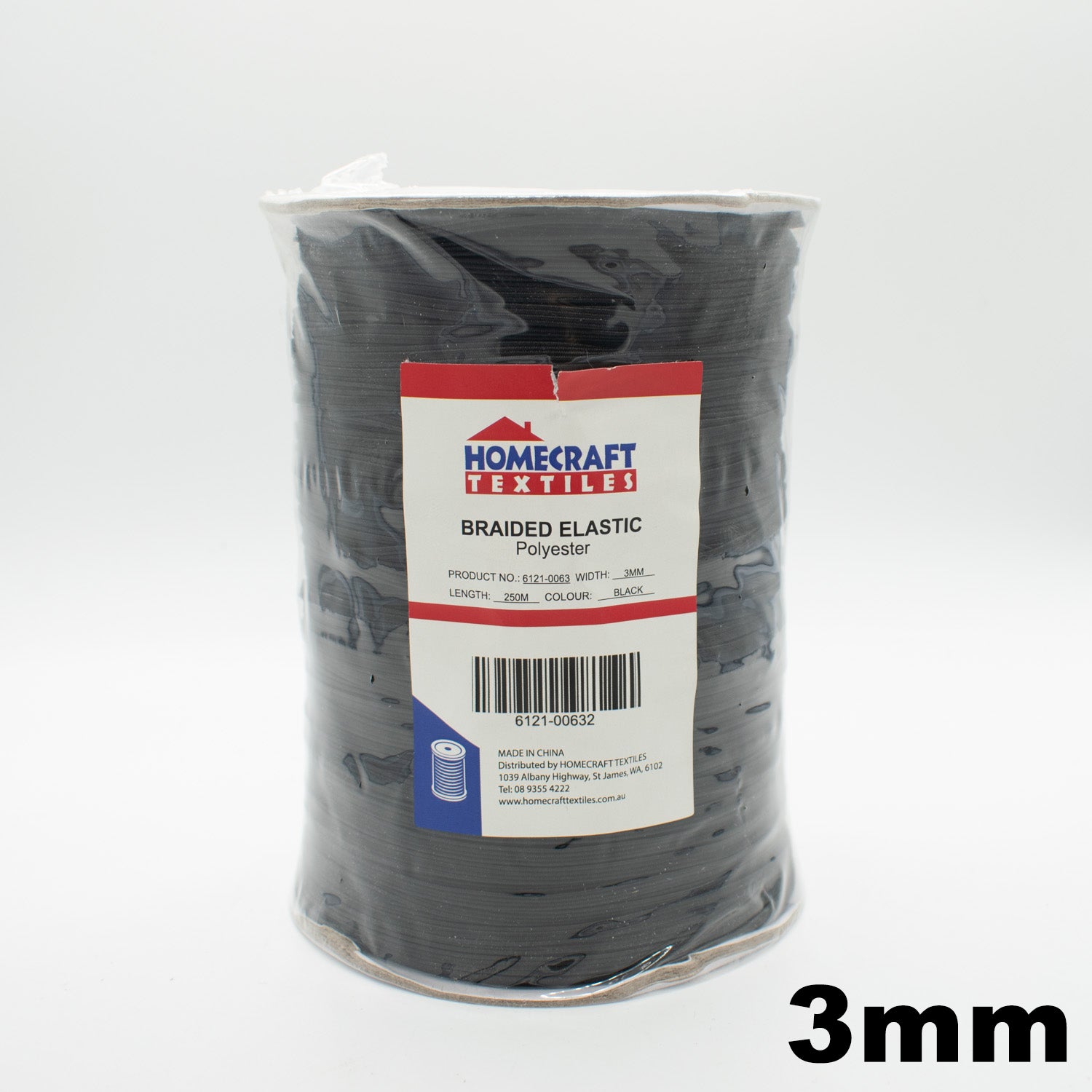 3mm Braided Elastic 250M Roll– Black and White