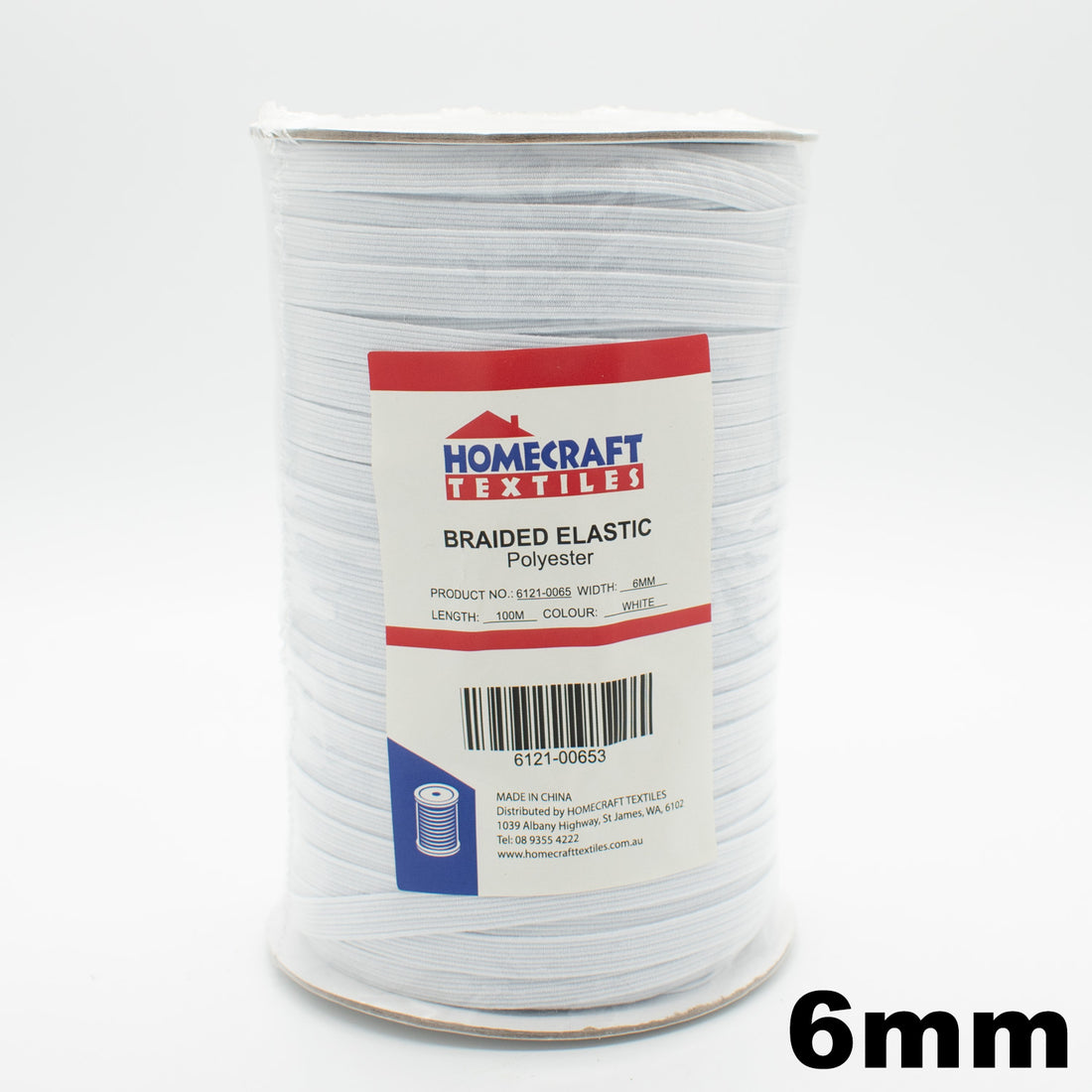 6mm Braided Elastic 100M Roll – Black and White