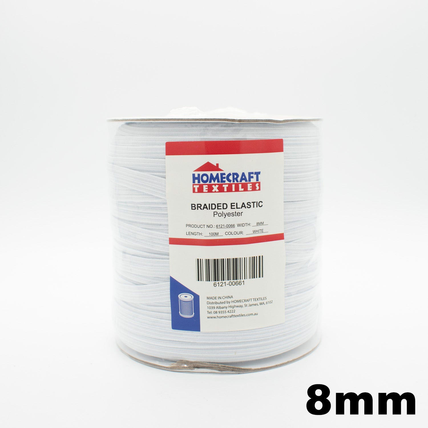 8mm Braided Elastic 100M Roll– Black and White