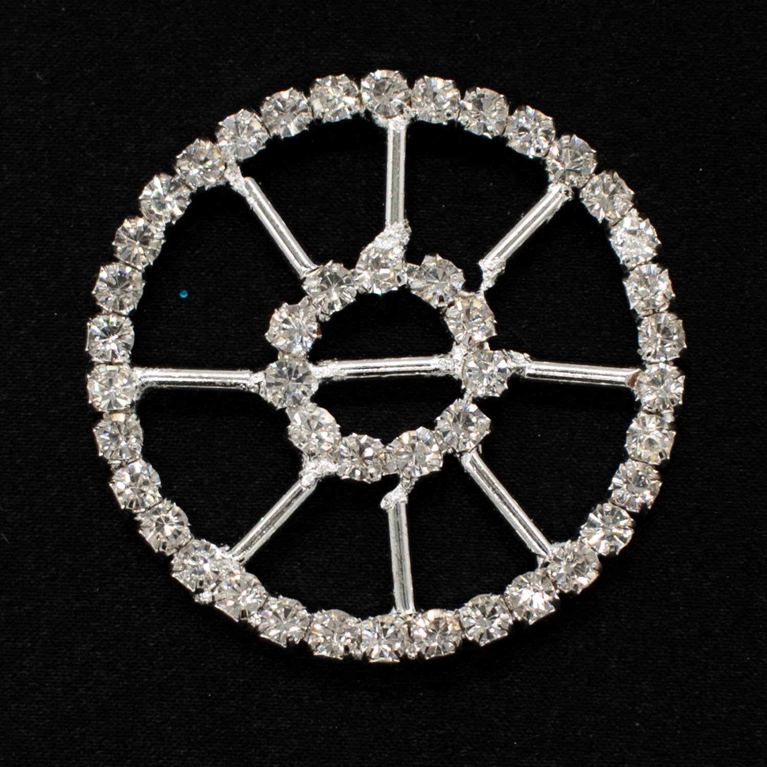 Diamante Silver Decor Fashion Circle Buckle Design-1