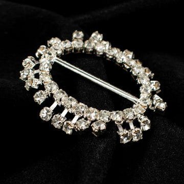Diamante Silver Decor Fashion Circle Buckle Design-2