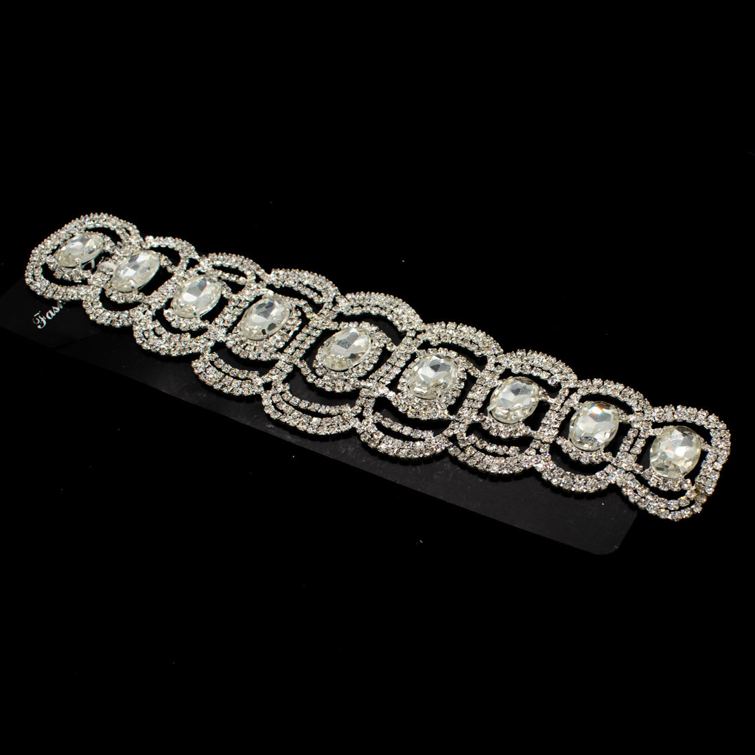 Diamante Motif Sew on Silver Luxury Rhinestone Bridal Jewellery Design-2