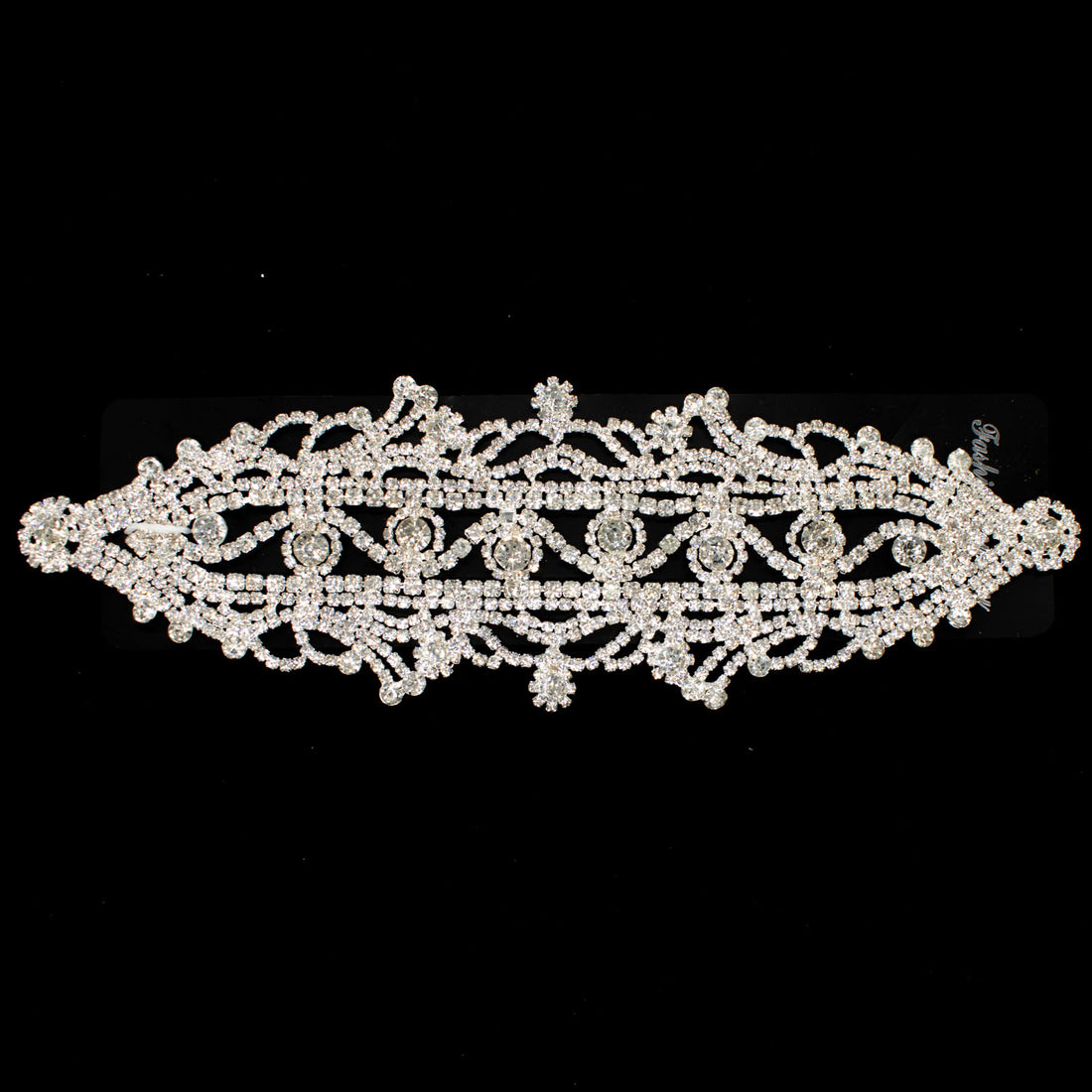 Diamante Motif Sew on Silver Luxury Rhinestone Bridal Jewellery Design-5