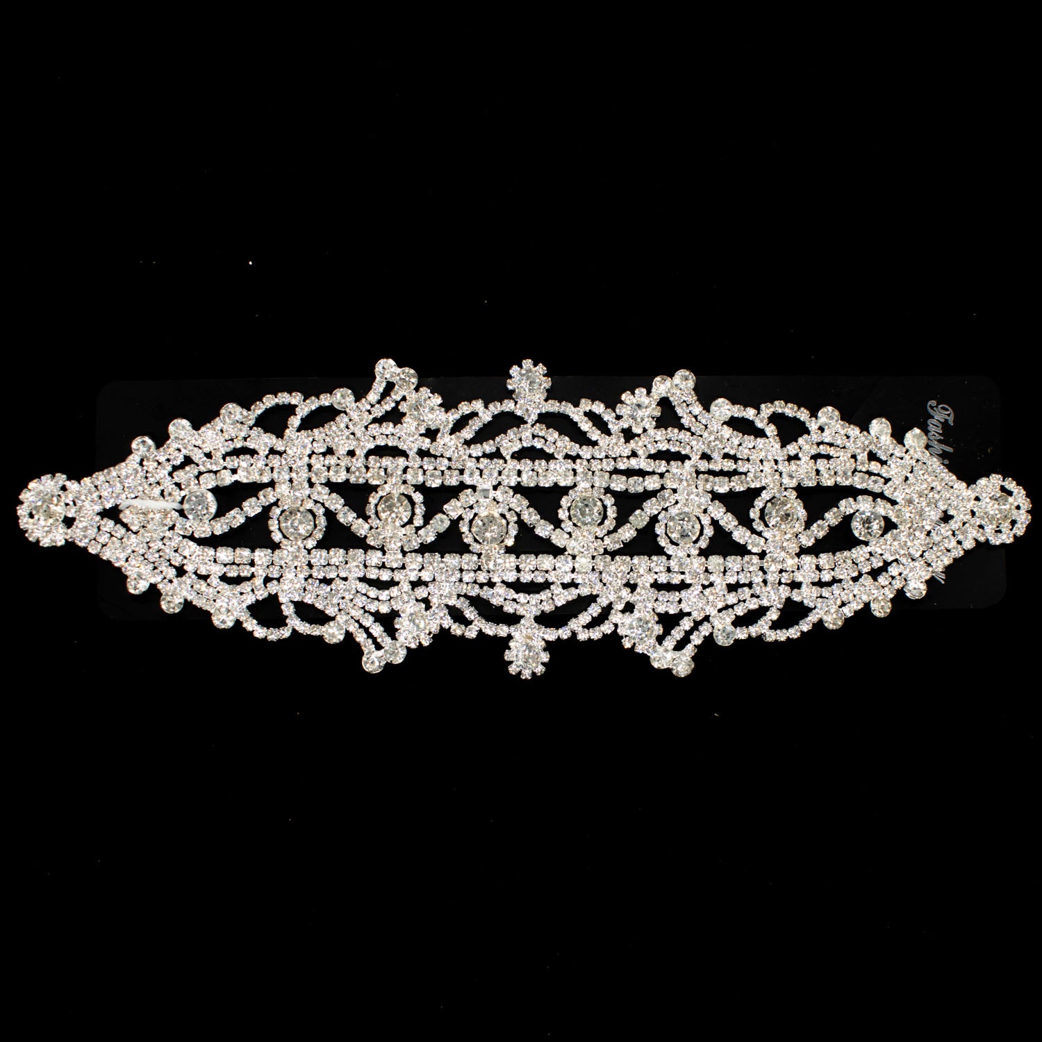 Diamante Motif Sew on Silver Luxury Rhinestone Bridal Jewellery Design-5