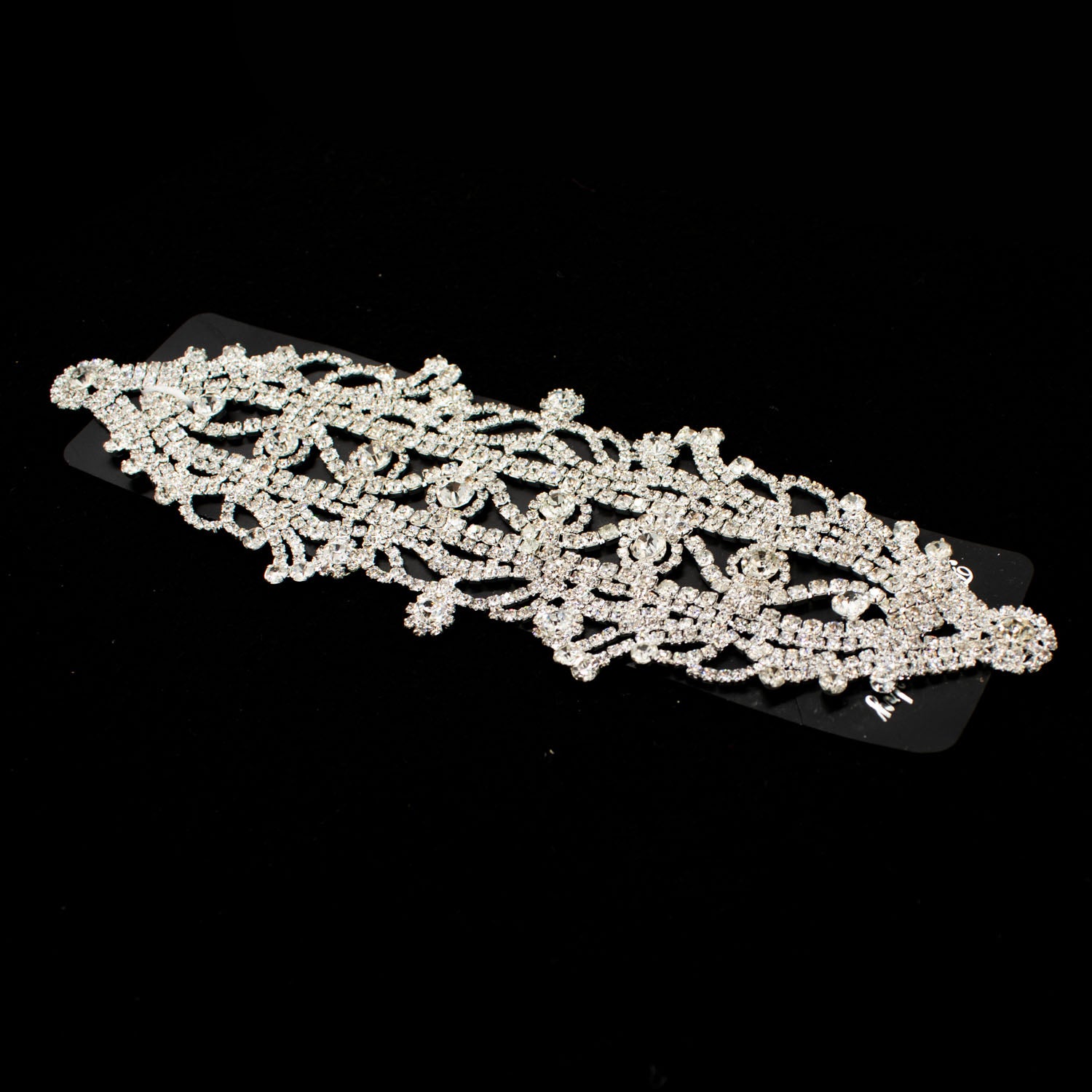 Diamante Motif Sew on Silver Luxury Rhinestone Bridal Jewellery Design-5