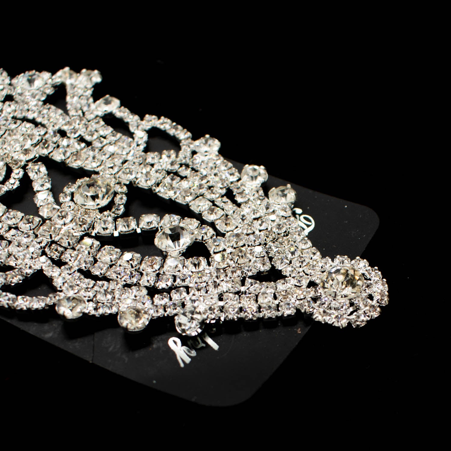 Diamante Motif Sew on Silver Luxury Rhinestone Bridal Jewellery Design-5