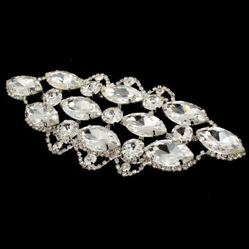 Diamante Motif Sew on Silver Luxury Rhinestone Bridal Jewellery Design-1