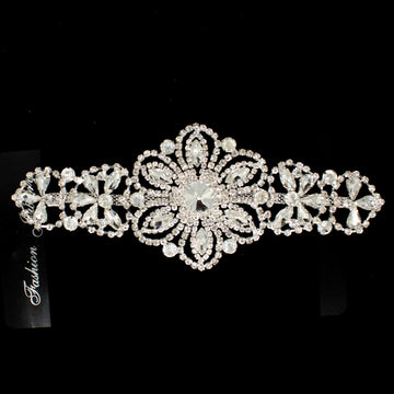 Diamante Motif Sew on Silver Luxury Rhinestone Bridal Jewellery Design-3