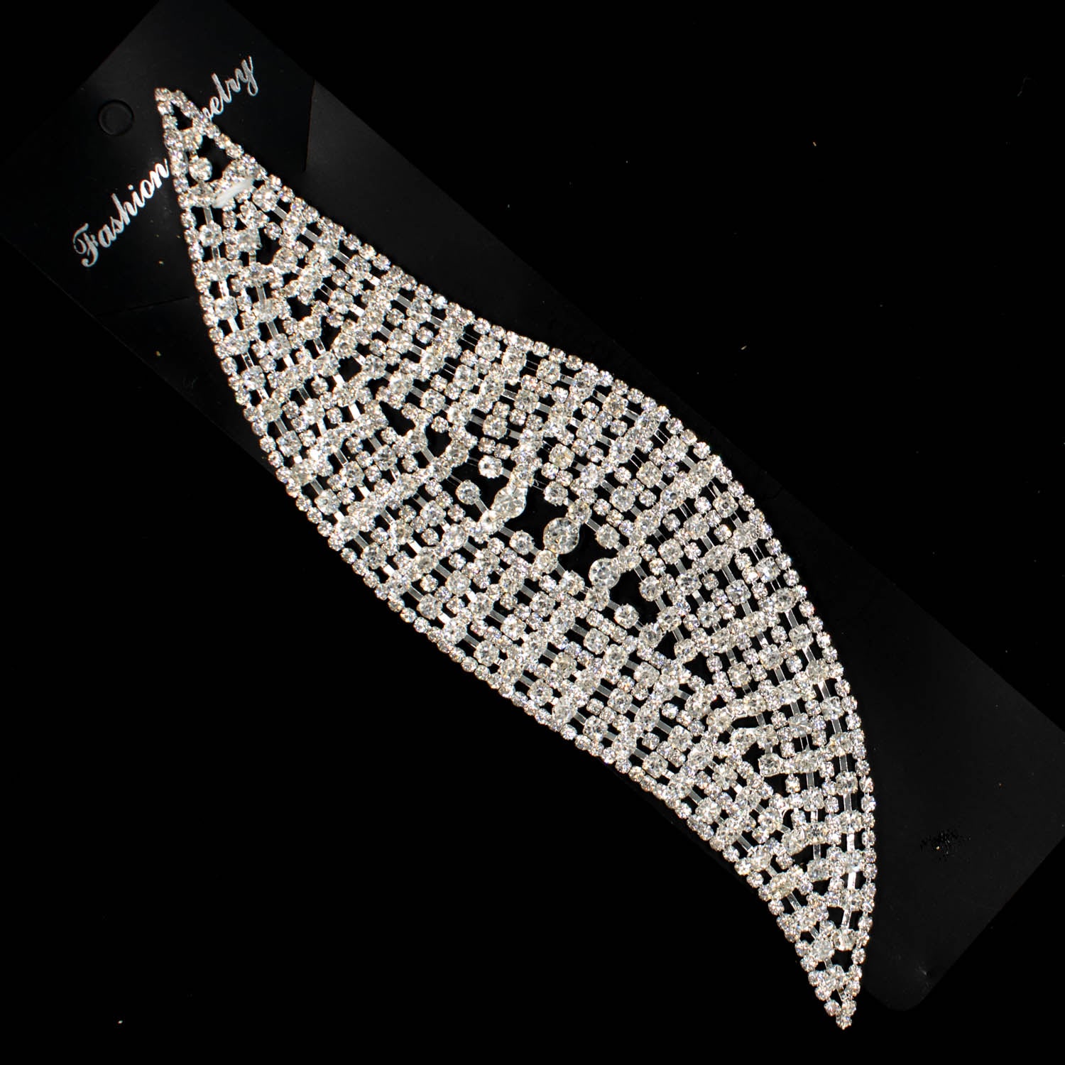 Diamante Leaf Motif Sew on Silver Luxury Rhinestone Bridal Jewellery