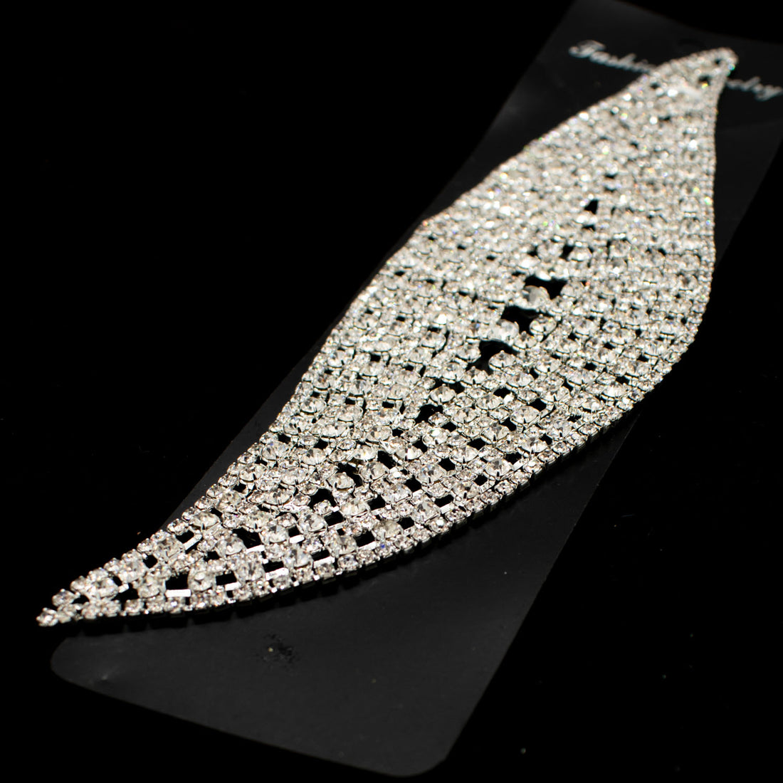 Diamante Leaf Motif Sew on Silver Luxury Rhinestone Bridal Jewellery