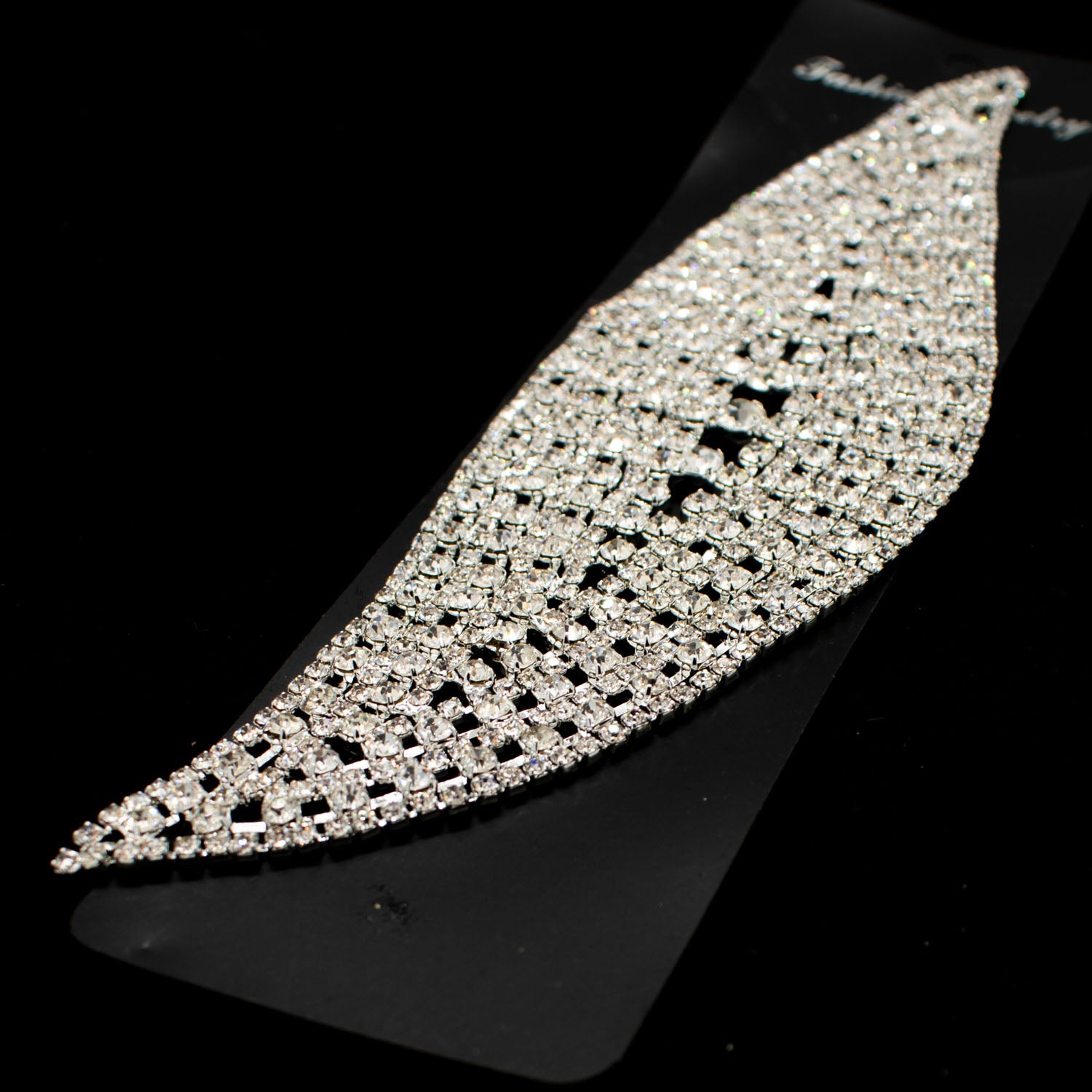 Diamante Leaf Motif Sew on Silver Luxury Rhinestone Bridal Jewellery