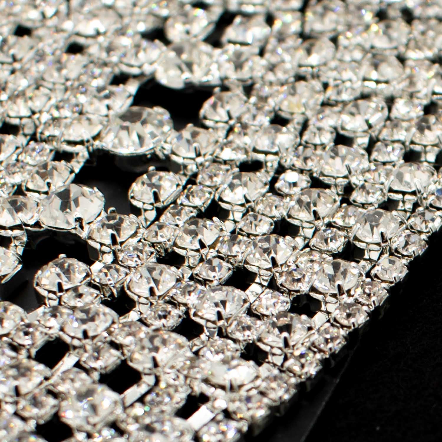 Diamante Leaf Motif Sew on Silver Luxury Rhinestone Bridal Jewellery