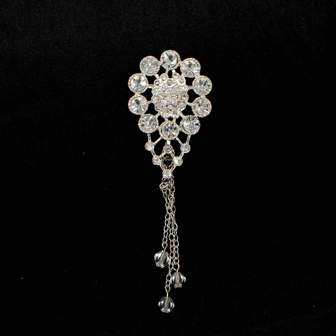 Silver Diamante Rhinestone Brooch
