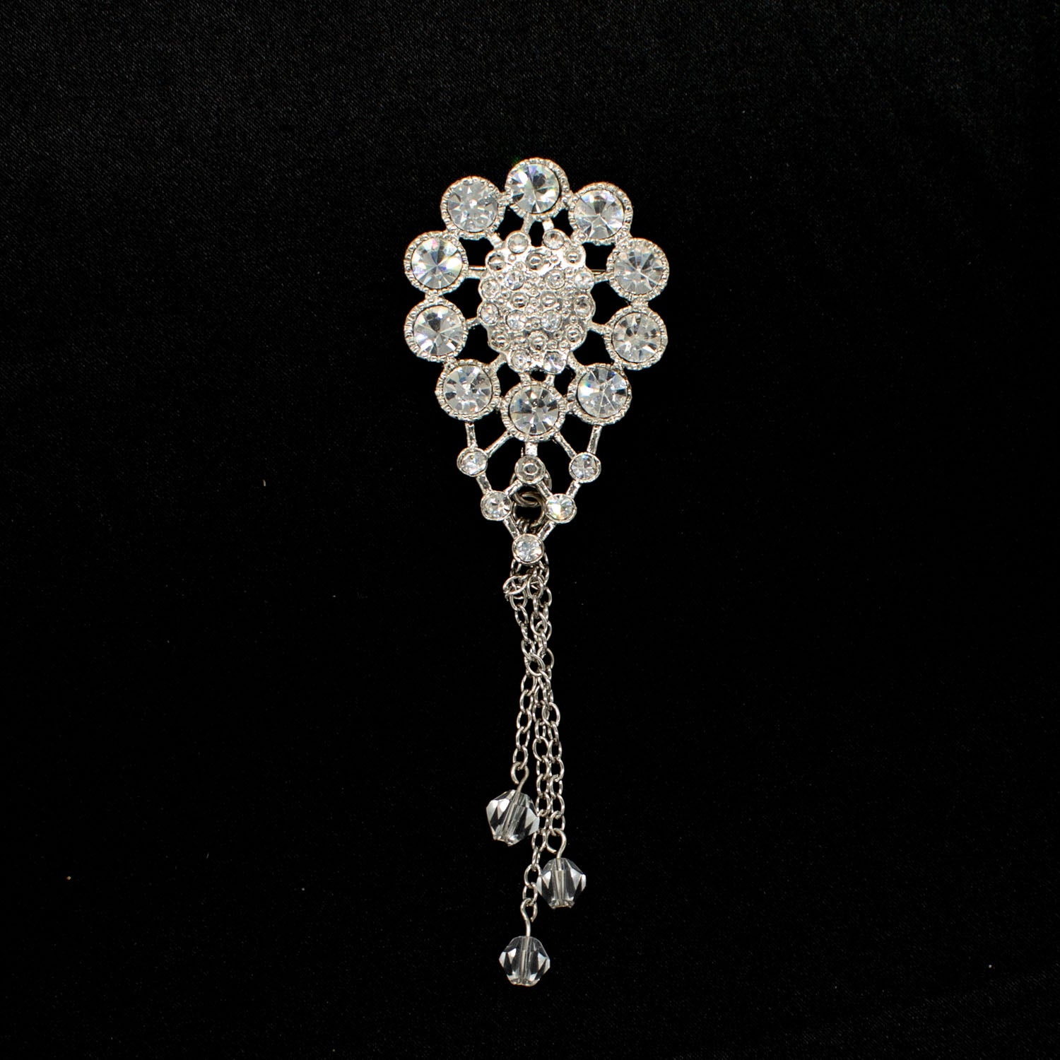 Silver Diamante Rhinestone Brooch