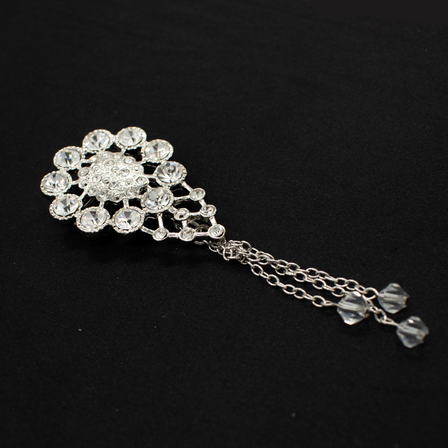 Silver Diamante Rhinestone Brooch