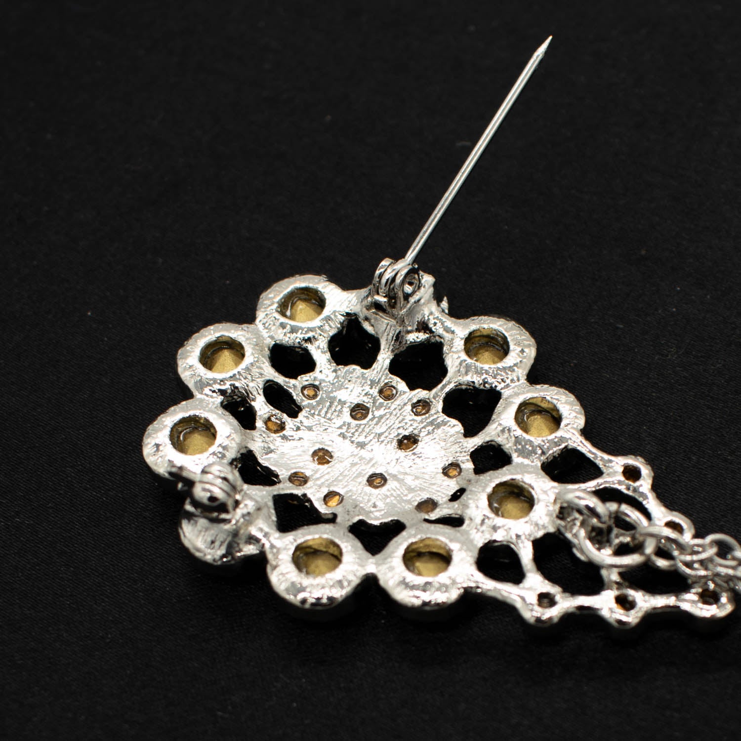 Silver Diamante Rhinestone Brooch