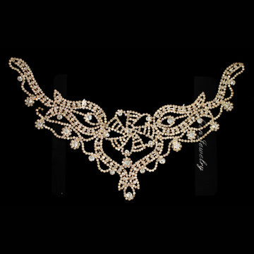 Gold Luxury Rhinestone Diamante Motif Sew on Bridal Jewellery