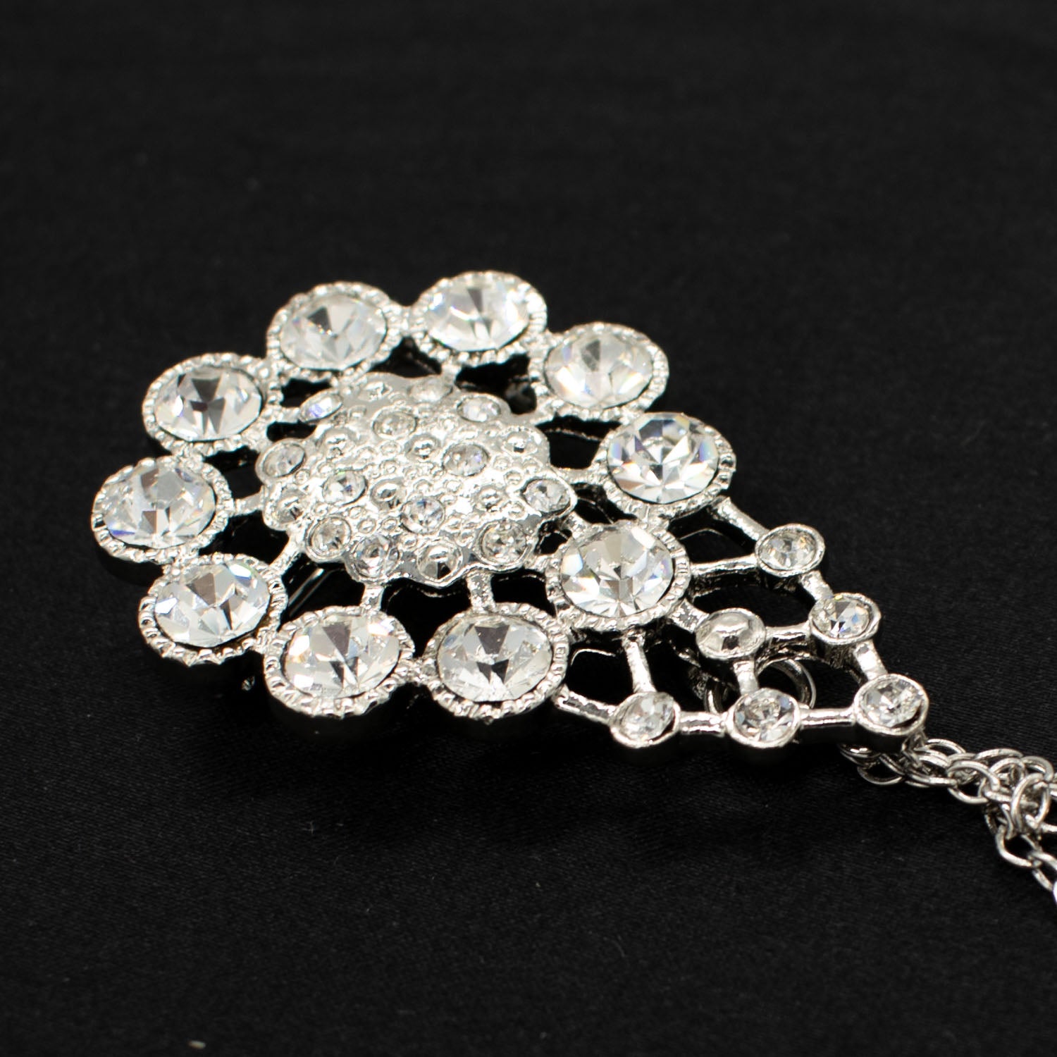 Silver Diamante Rhinestone Brooch