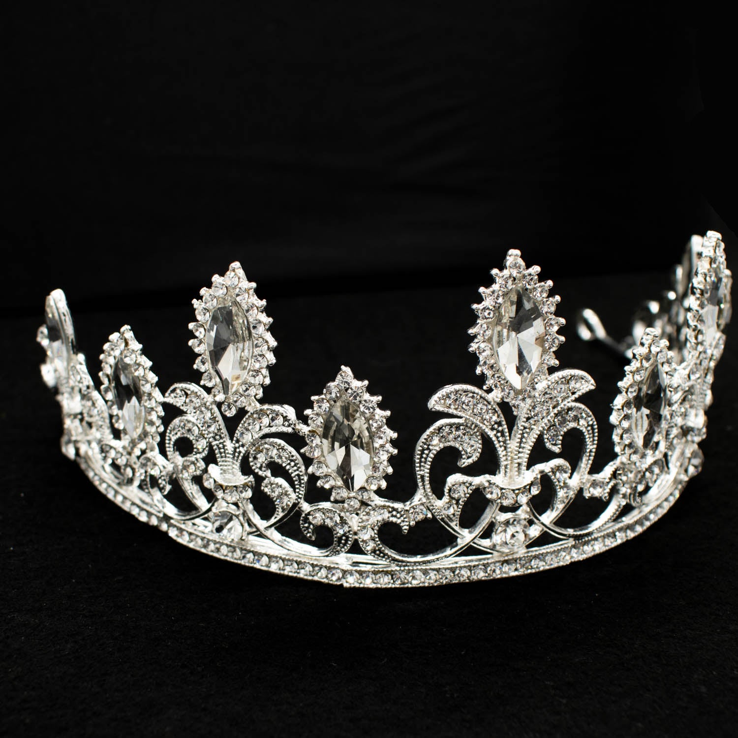 Silvery Crystal Bridal Tiaras Wedding Crowns Head Jewellery Design-1