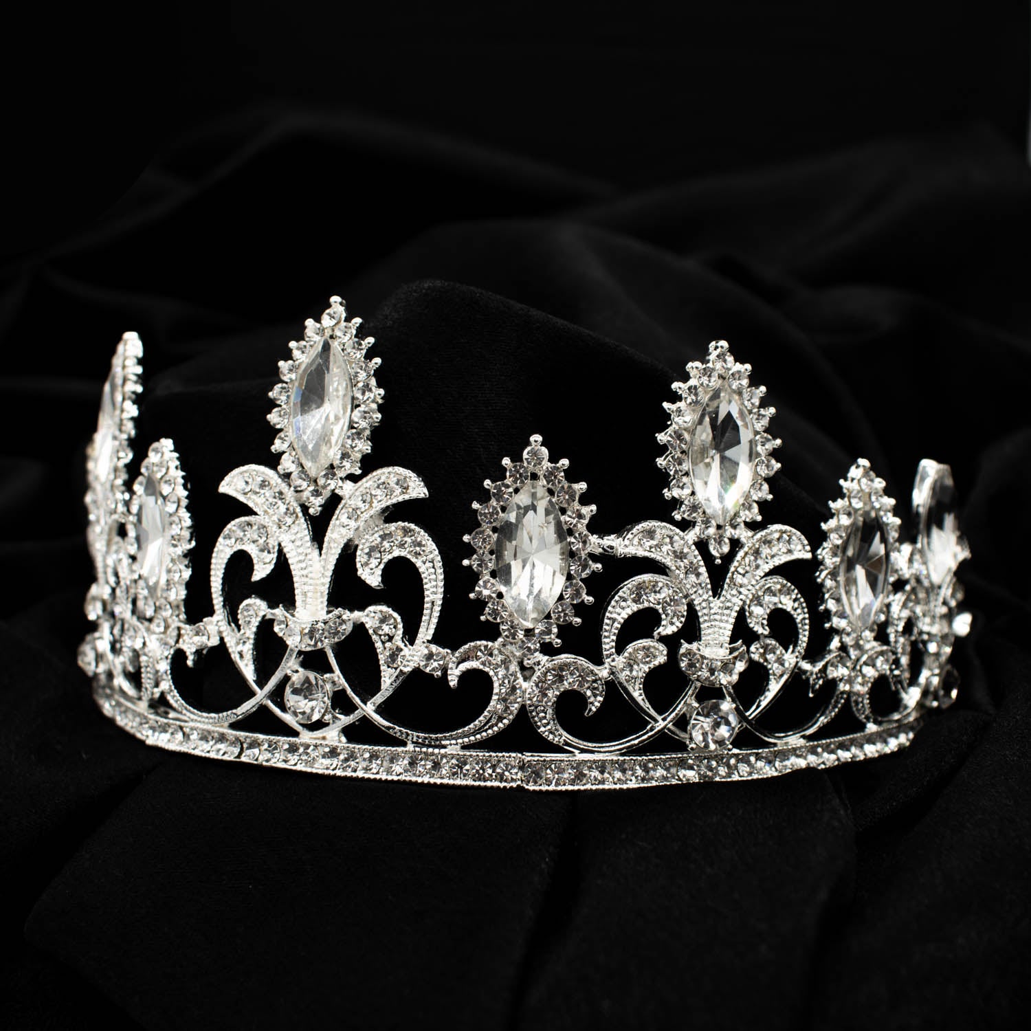 Silvery Crystal Bridal Tiaras Wedding Crowns Head Jewellery Design-1